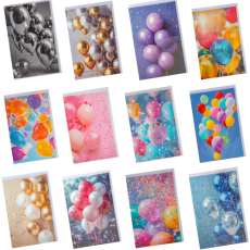 Blank Greeting Card & Envelope - Balloon Theme, Assorted Designs